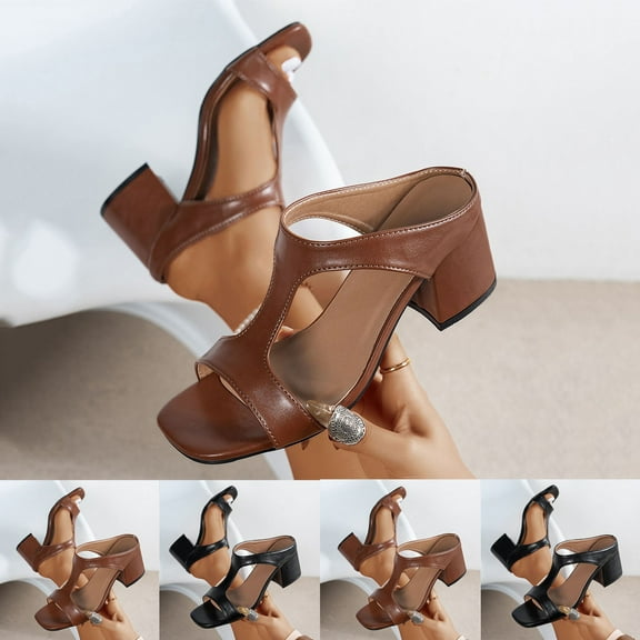 Axiiglly Womens Sandals Casual Thick Heel Sandals Comfortable Dressy Walking Sandals Open Toe Beach Sandals Ankle Strap Summer Sandals