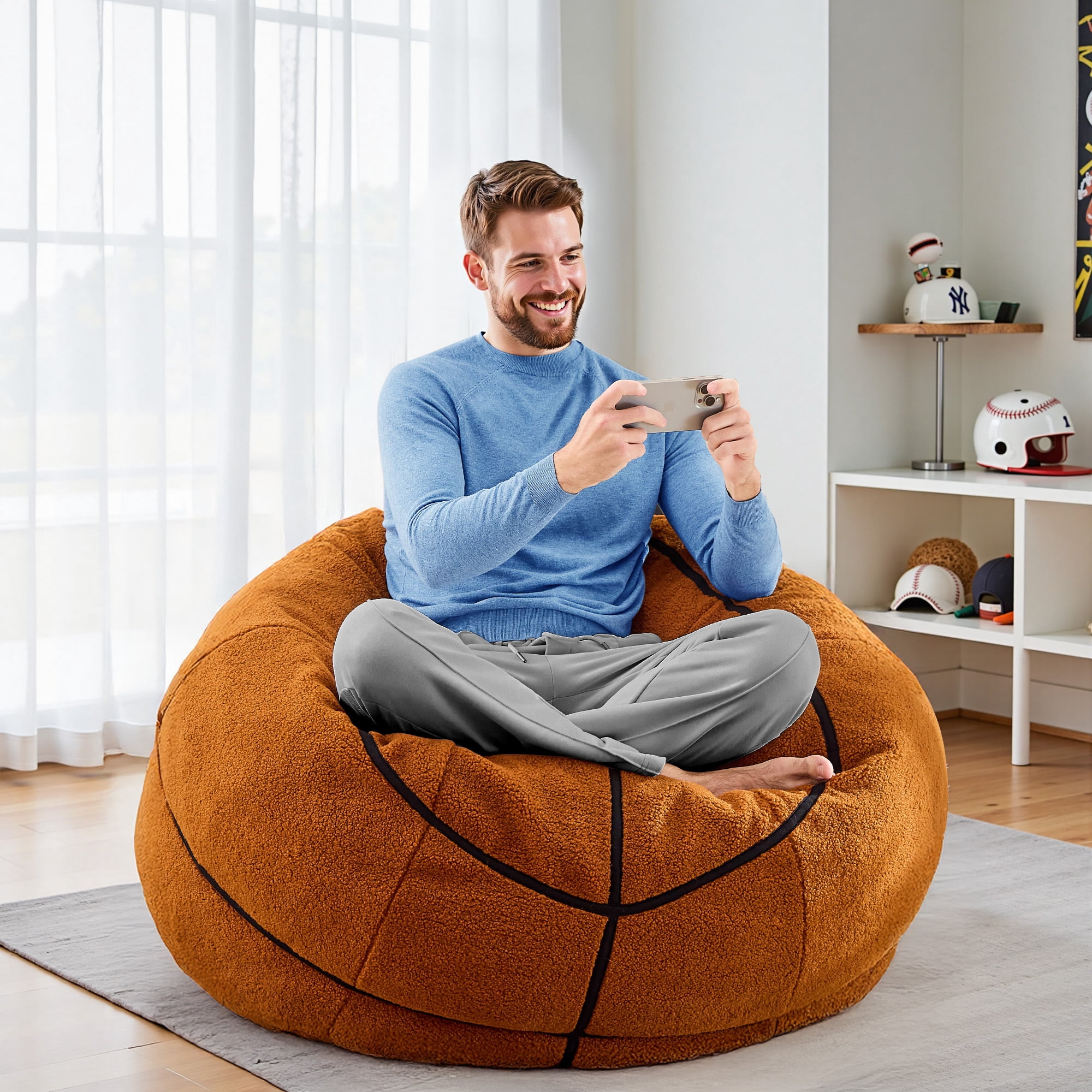 XIECUVA Bean Bag Chair for Adults, High-Rebound Memory Foam Beanbag Chairs with Removable Cover for Living Room Bedroom, 32 Inches