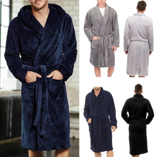 Peignoirs de Nuit Longs pour Femmes et Hommes, Col Châle, Peignoir en Molleton Corail, Pyjama de Spa