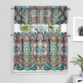 thumbnail image 2 of Kitchen Curtains 36 Inch Short - 3 Panel Set, Rod Pocket Window Curtain, Boho Floral Tribal Style, 100% Polyester for Farmhouse, Kitchen, Cafe, Bedroom, Easy Wash, 2 of 6