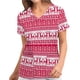 thumbnail image 2 of Blusas Navideñas Para Mujer Moda Con Cuello en V Casual Manga Corta Bolsillos Estampados Blusa Para Mujer Odeerbi ODB206094, 2 of 5
