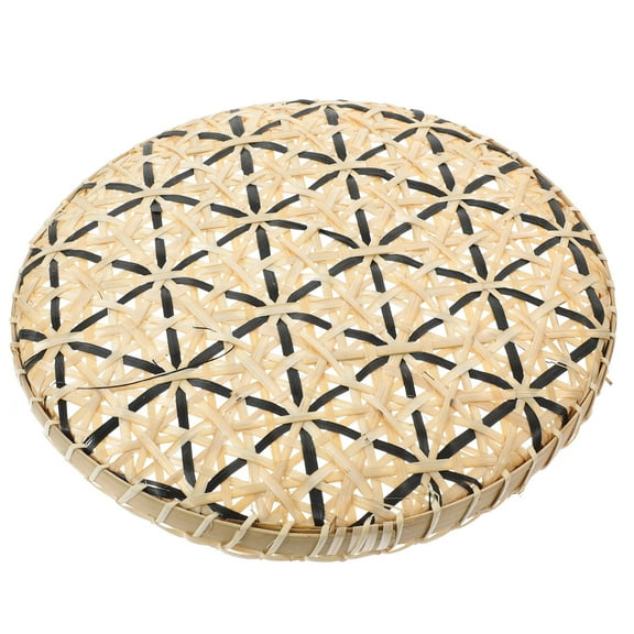 WHAMVOX Round Rattan Serving Tray Wicker Fruit Basket Dessert