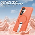 thumbnail image 3 of ExoGuard for Samsung Galaxy S25 Plus Case, Adjustable Metal Kickstand, Soft Skin-Friendly Silicone Cover, Anti-Scratch Microfiber Lining - Orange, 3 of 7