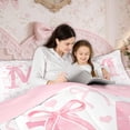 thumbnail image 6 of Erosebridal Initial Letter M Bed in a Bag Twin size, Dreamy Bow Love Bed Set, Girly Romantic Decor, Reversible 7pcs, 6 of 8