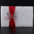 thumbnail image 5 of Wedding Guest Book With Pen Holder Sets Satin Bows Signature Book With Diamonds Love Shape For Decorations-Red+White, 5 of 10