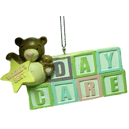 Midwest World's Best Day Care Bear Blocks Children Christmas Tree Ornament By Midwest-CBK Ship from