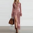thumbnail image 2 of VEKDONE Tassel Midi Dress for Women Vintage Faux Suede Long Sleeve Slim Fit Dress Split Irregular Dress Western Maxi Dress Cowgirl Style Dresses Pink XXL, 2 of 8