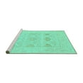 thumbnail image 2 of Ahgly Company Machine Washable Indoor Round Oriental Turquoise Blue Traditional Area Rugs, 5' Round, 2 of 4