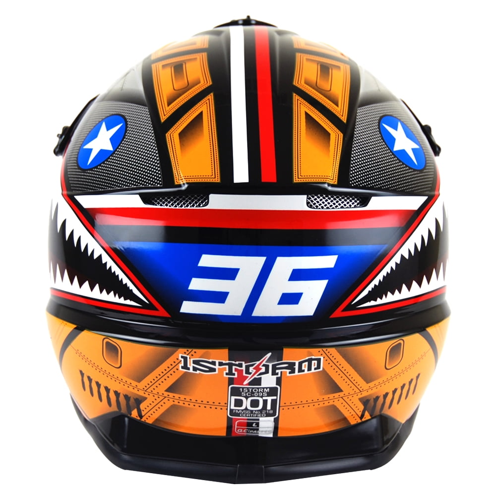 1Storm Adult Motocross Helmet BMX MX ATV Dirt Bike Downhill Mountain Bike Helmet Racing Style HKY_SC09S; Shark Orange