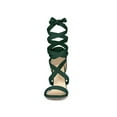 thumbnail image 2 of BLISSFUL STEP Women's Sandals Solid Color Mid Block Heels Lace up Sandals Green 9, 2 of 8