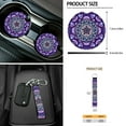 thumbnail image 7 of Yuyamidu Purple Car Front Seat Covers Set of 12 Boho Flower Blossom Steering Wheel Cover Seatbelt Cushion Pads Center Console Cover Trash Bin Air Vent Bag Rearview Mirror Cover Cup Holders Keychain, 7 of 7