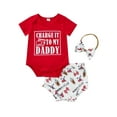thumbnail image 2 of Infant Girls Three-piece Layette, Red Round Neck Short Sleeve Romper, Cola Printing Shorts and Headdress, 2 of 10
