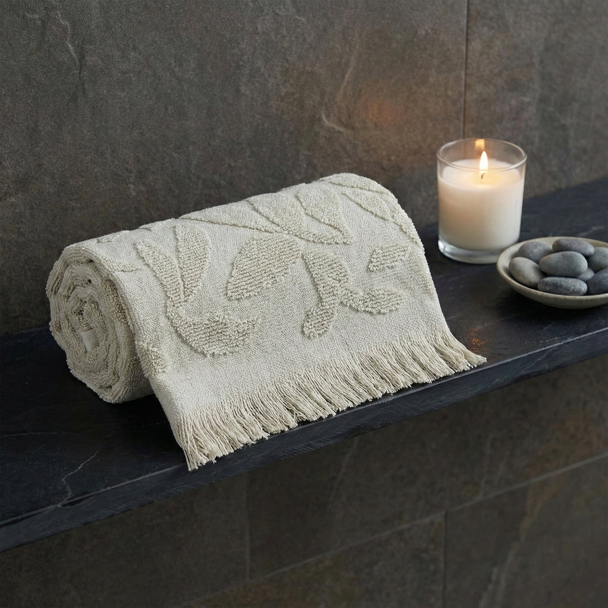 REGALWOVEN Jacquard Pattern Boho Decorative Hand Towels, Cotton Turkish Absorbent Soft Hand Towel for Bathroom, Kitchen, Hotel, Spa Green 1-Piece