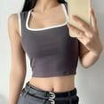 thumbnail image 2 of Lovskoo Camisole Tops for Women Round Neck Summer Sleeveless Solid Color Spaghetti Strap Slim Bottom Undershirt Tanks Gray S, 2 of 6
