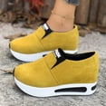 thumbnail image 4 of Suede Platform Loafers for Women Comfortable Wide Toe Box Slip On Orthopedic Walking Shoes Casual Non Slip Work Shoes Yellow Size 7, 4 of 8
