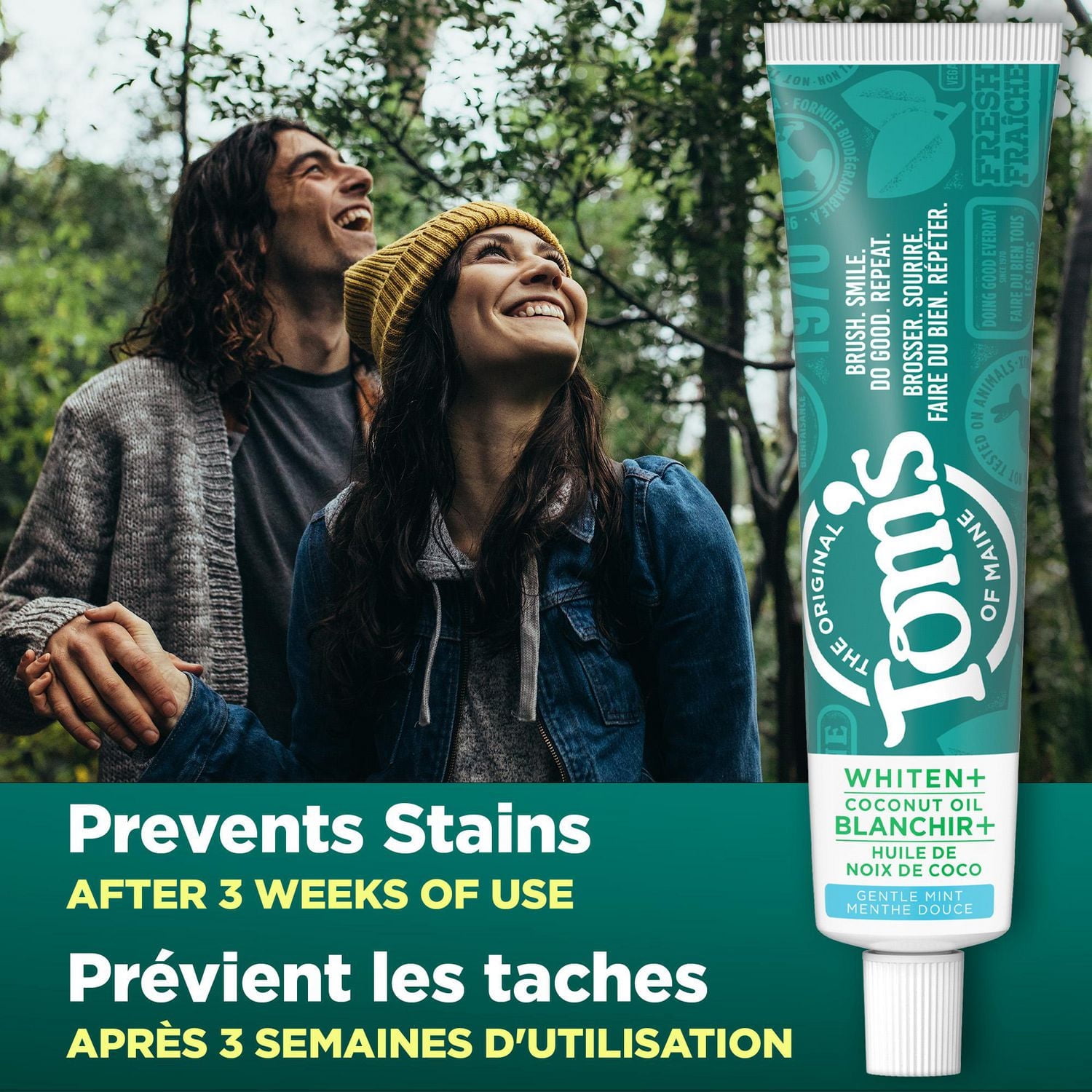 Tom’s of Maine Dentifrice sans Fluorure plus Blanchissant à l’Huile de Coco, Dentifrice Naturel, sans Causer de Sensibilité, Menthe Douce, 113 g