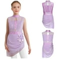 thumbnail image 3 of iiniim Girls Ballet Skirted Leotard Mesh Figure Ice Skating Dress Asymmetrical Lyrical Dancewear Lavender 12, 3 of 7