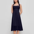 thumbnail image 4 of Women's A-Line Cocktail Dress, Sexy Criss Cross Backless Party Dresses, Flattering Ruched Waist French Square Neck Summer Wedding Guest Midi Gown, 4 of 4