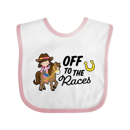 

Inktastic Off to the Races with Cowgirl on Horse Gift Baby Girl Bib