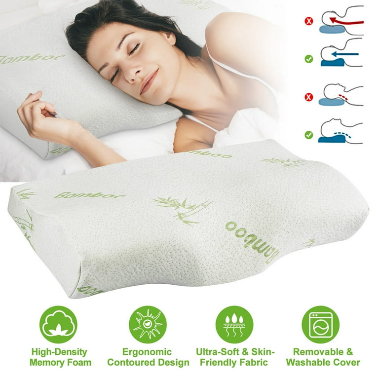 Imountek Bamboo Memory Foam Sleep Pillow Contoured Cervical