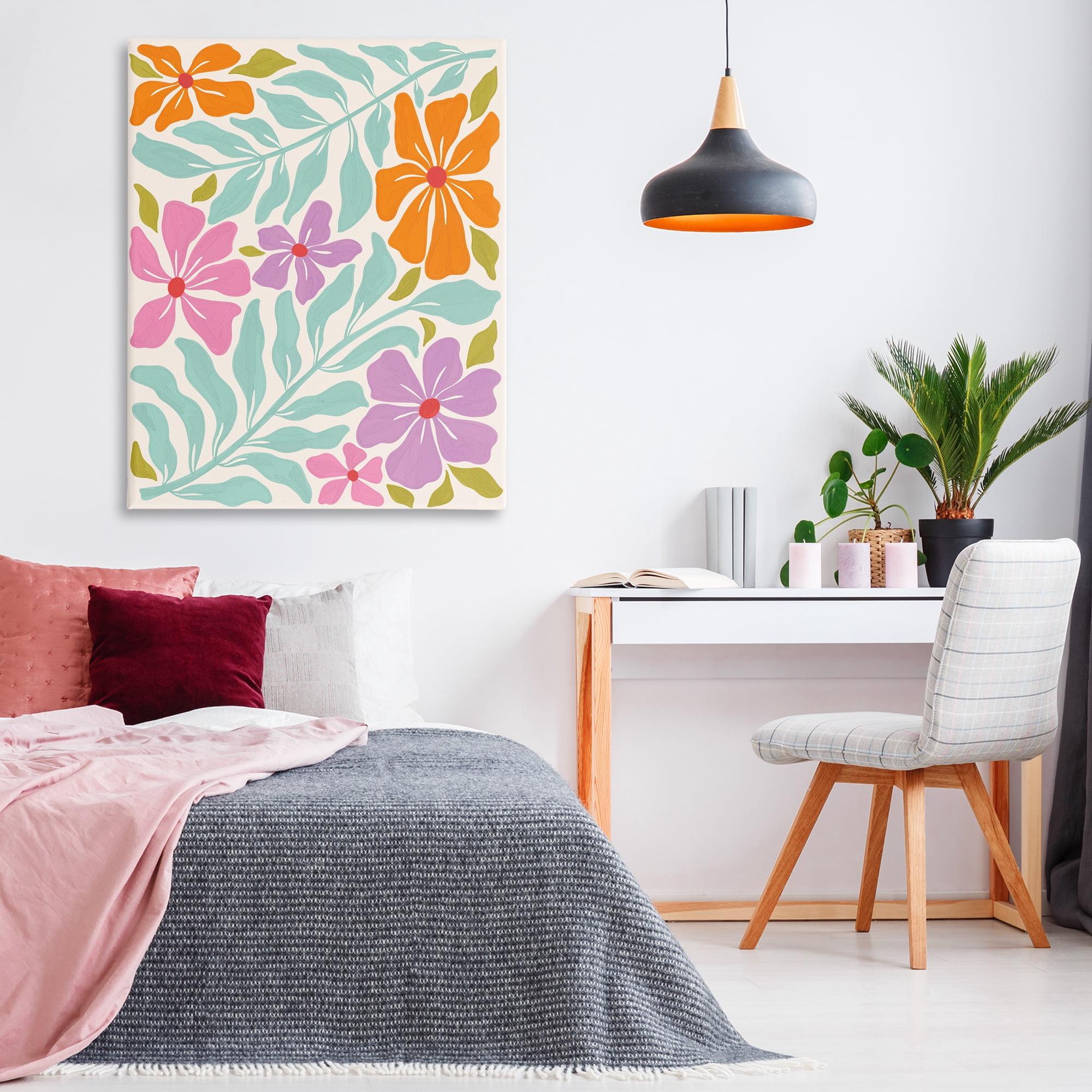 Stupell Industries Floral Energy Pattern Plants & Flowers Painting Wrapped Canvas Art Print Wall Art, 36 x 48