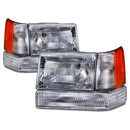 Headlight Lamp Set - 1993-1996 Jeep Grand Cherokee 6-Piece Headlights Set CH2502104 & CH2503104