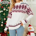 thumbnail image 2 of Pulls pour Femmes Décontractés Imprimé de Noël Tricot Manches Longues Col Rond Mode Automne, 2 of 8