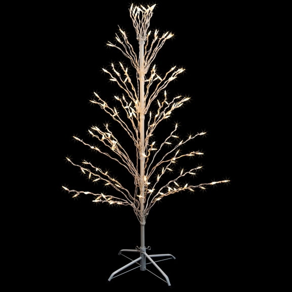 Northlight 4' White Lighted Christmas Cascade Twig Tree Outdoor Decoration - Clear Lights