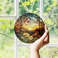 thumbnail image 3 of Sunset Floral Stained Glass Suncatcher – Round Hanging Window Decor, Nature Art Sun Catcher, Handcrafted Boho Home Decoration, Gift for Her, 3 of 8