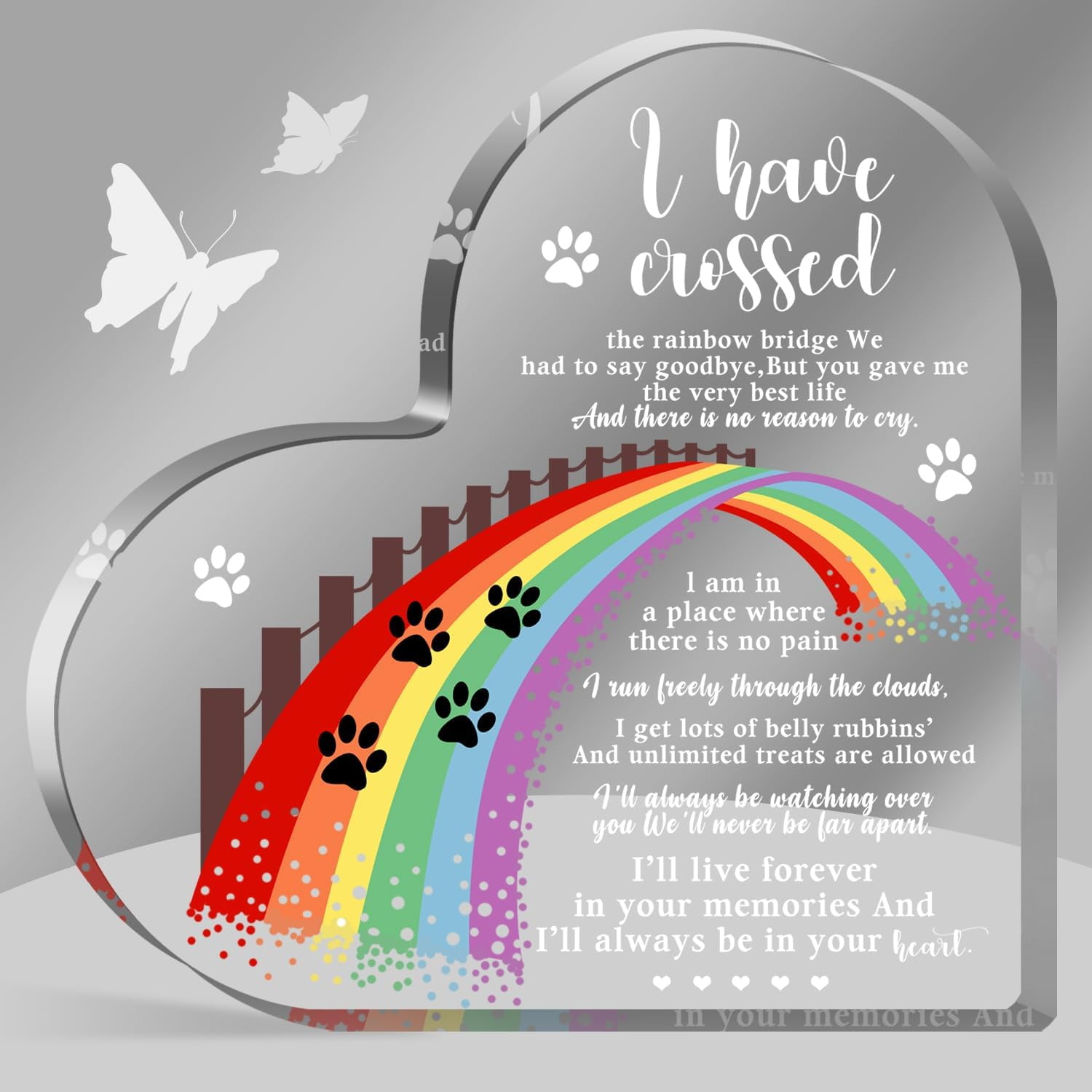 Pet Memorial Gifts, Sympathy Gifts for Loss of Dog Cat, Pet Sympathy Present, Pet Memorial Acrylic Rainbow Bridge Decorations, Condolences Gift for Remembrance, Bereavement Gift for Loss Pet
