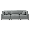 thumbnail image 3 of Sofa, Faux Vegan Leather, Grey Gray, Modern Contemporary Urban Design, Living Lounge Room Hotel Lobby Hospitality, 3 of 10