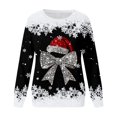 thumbnail image 4 of Wxolcjlv Womens Bow Santa Hat Graphic Sweatshirts Long Sleeve Crew Neck Ribbed Knit Tops, 4 of 4