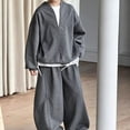 thumbnail image 3 of Boys Baggy 2 Piece Outfits Kids Quarter Zip Pullover Sweatshirt Pants Tween Fashion Athletic Tracksuit Clothing Set Clothes, 3 of 5