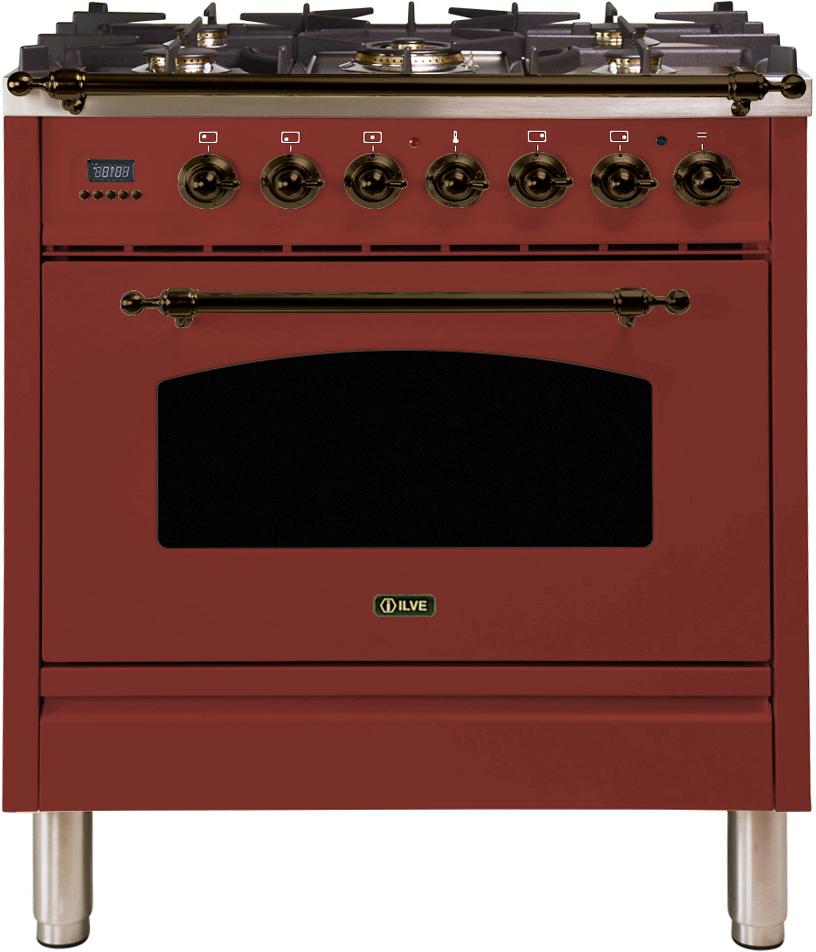 Ilve UPN76DMPRBY Nostalgie Series 30 Inch Dual Fuel Convection