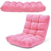 PetFurnishn Floor Chair, Video Gaming Chairs with Back Support, Adjustable 14-Position, Alloy Steel Frame, Soft Coral Fleece, Lazy Sofa Lounge for Reading Living Room Recliner for Adults, Pink