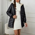 thumbnail image 3 of Breezora Women's Long Loose Fit Down Alternative Jacket Quilted Cotton Blend Hooded Warm Winter Coat Outerwear XXXXL Size Black, 3 of 5