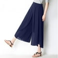 thumbnail image 6 of Alitao Maxi Skirt A Line Skirt Woman Summertime Loose Solid Color Thin Wide Leg Pants Slim Ninth Chiffon High Waisted Pants Pencil Skirt Flowy Skirt Dark Blue XL, 6 of 6