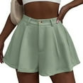 thumbnail image 2 of Kureaily Women's Stretchy High Waisted Pleated Wide Leg Shorts With Pockets, 2 of 4