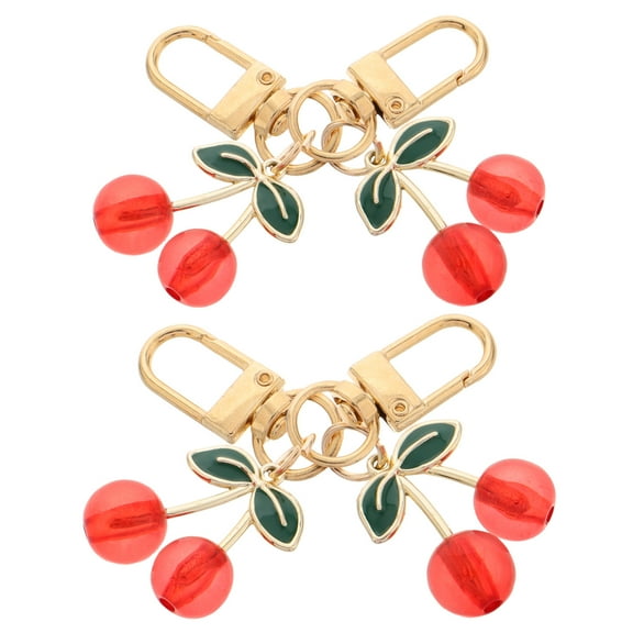 Masteelf 4 Pcs Cute Cherry Keychain Bag Charm Accessories Women Fruit Charm Key Ring For Purses Backpacks And Phone Cases Birthday Party Favor