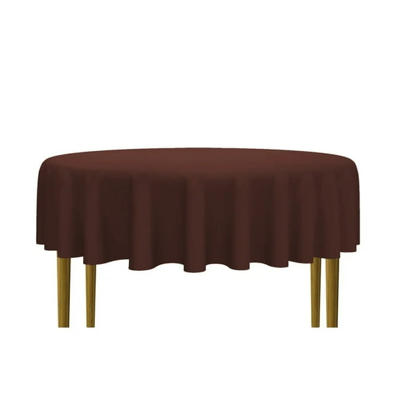 70" Brown Round Polyester Tablecloth