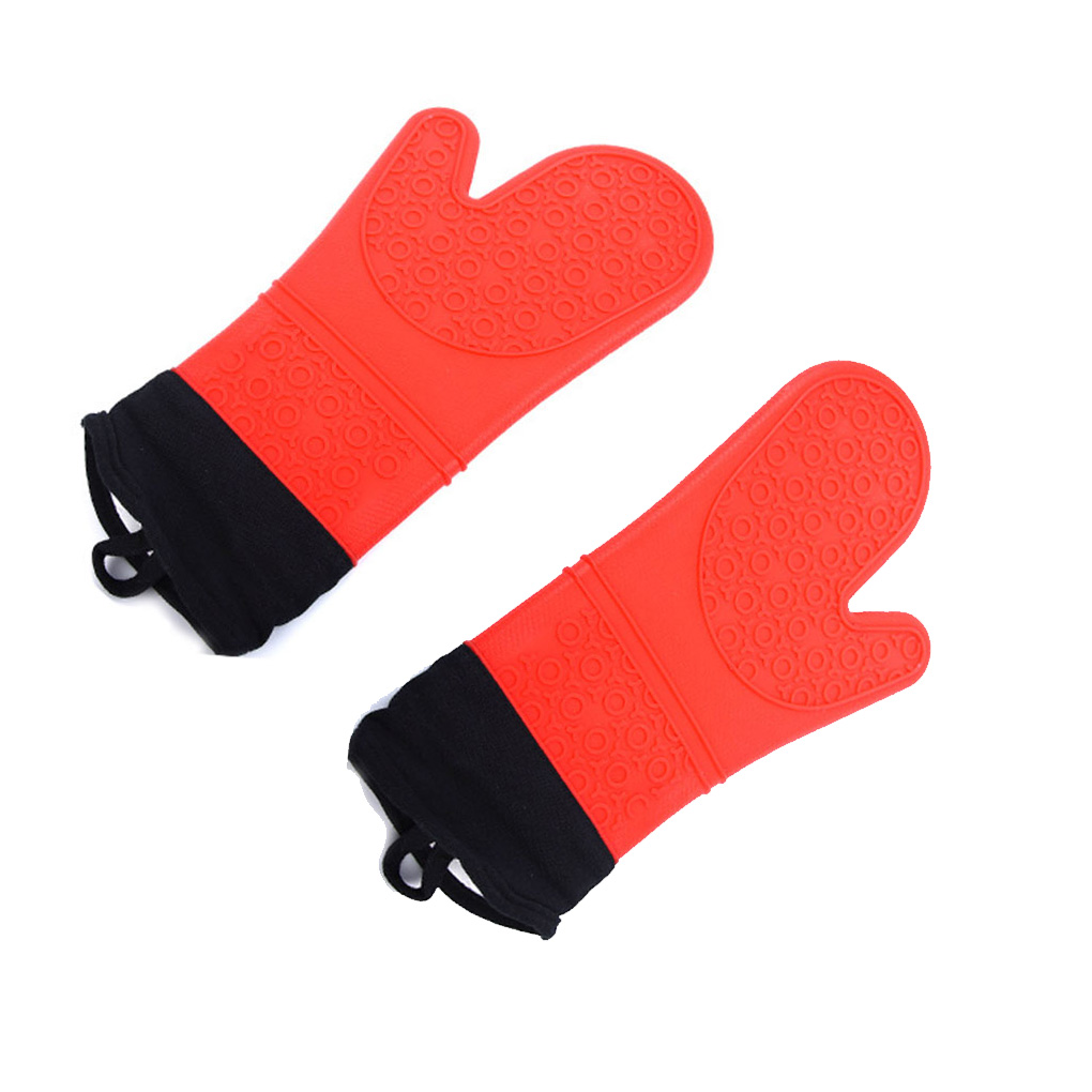 babydream1 1 Pair Silicone Oven Mitts Quilted Cotton Lining Nonslip