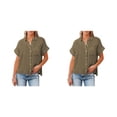 thumbnail image 2 of Qarigey Blusa de algodón de manga corta para mujer, camisa informal para niñas, vacaciones en la playa, compras, ropa de moda, Top de verano Type10 NO10, 2 of 6