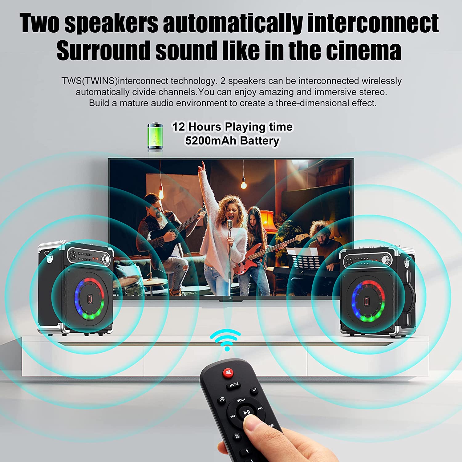 JYX Karaoke Machine 2 Wireless Microphones Bluetooth Pa Speaker System - image 4 of 8