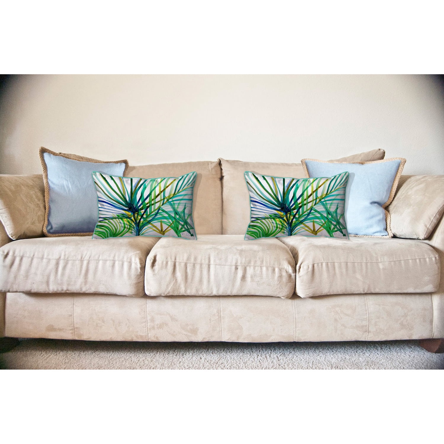 Betsy Drake HJ1157 16 x 20 in. Teal Palms Indoor & Outdoor Pillow, Large