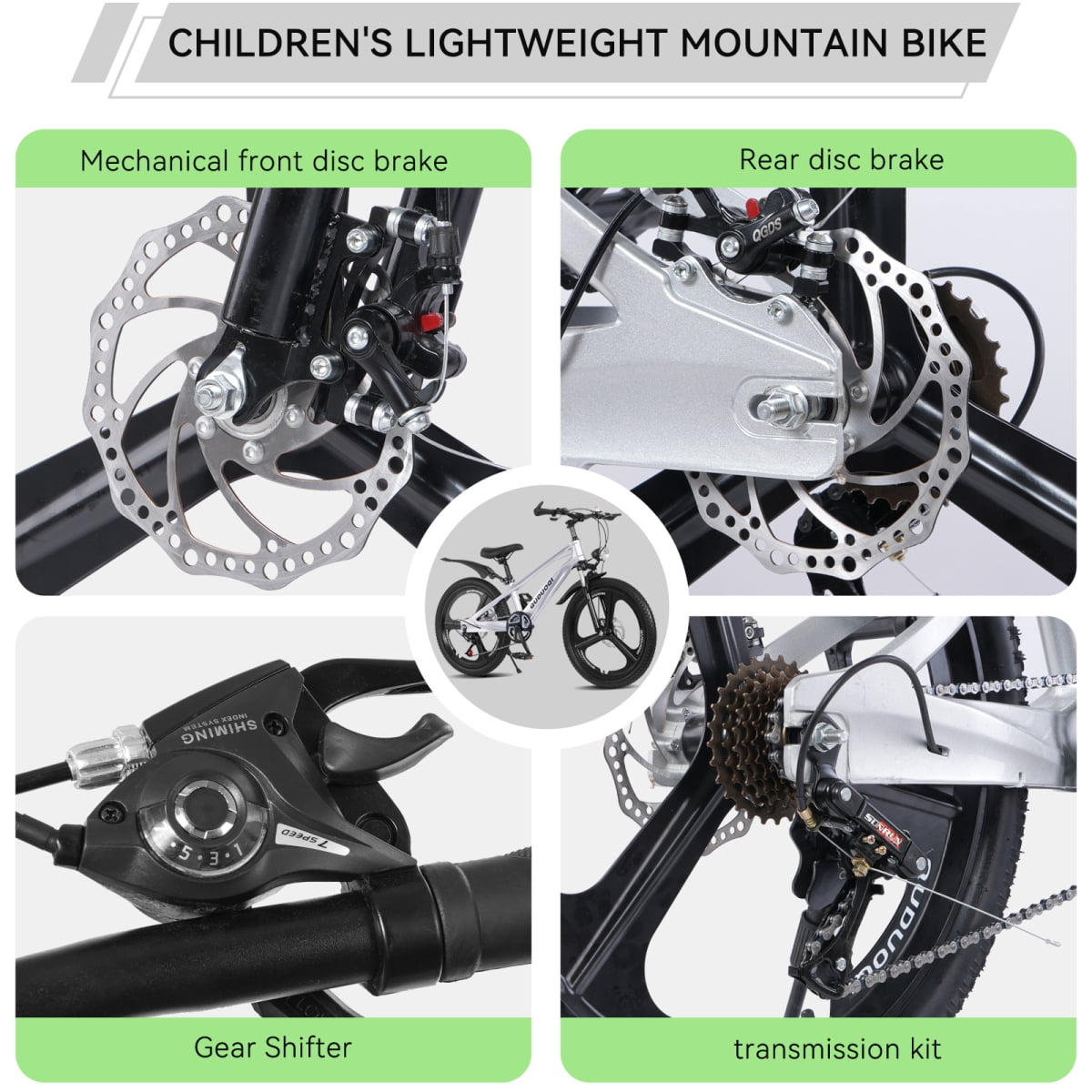 20 Inch Kids Mountain Bike, 7-Speed Youth Bicycle with Magnesium Alloy Frame & One-Piece Wheels, Lightweight Kids Bike for Boys and Girls Ages 8–12