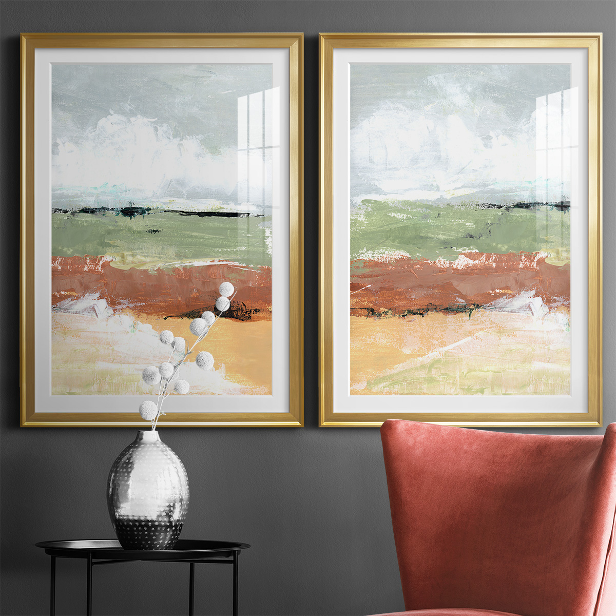Wexford Home Quiet Prarie Grove I Premium Framed Print, 26.5" x 36.5" - Ready to Hang, Gold (Set of 2)