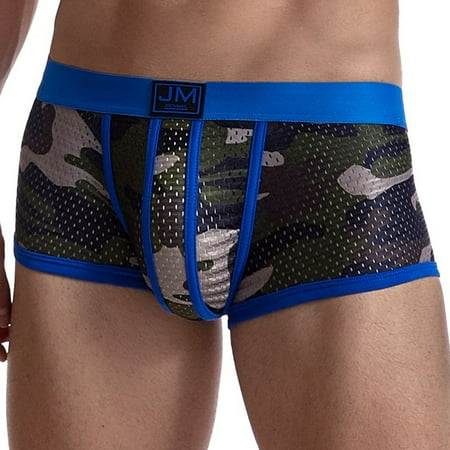 

Juebong Men s Underwear Deals Clearance Under $5 Men s Sexy Underwear Camouflage Breathable Mesh Four-Corner low-Rise Shorts Blue XXL