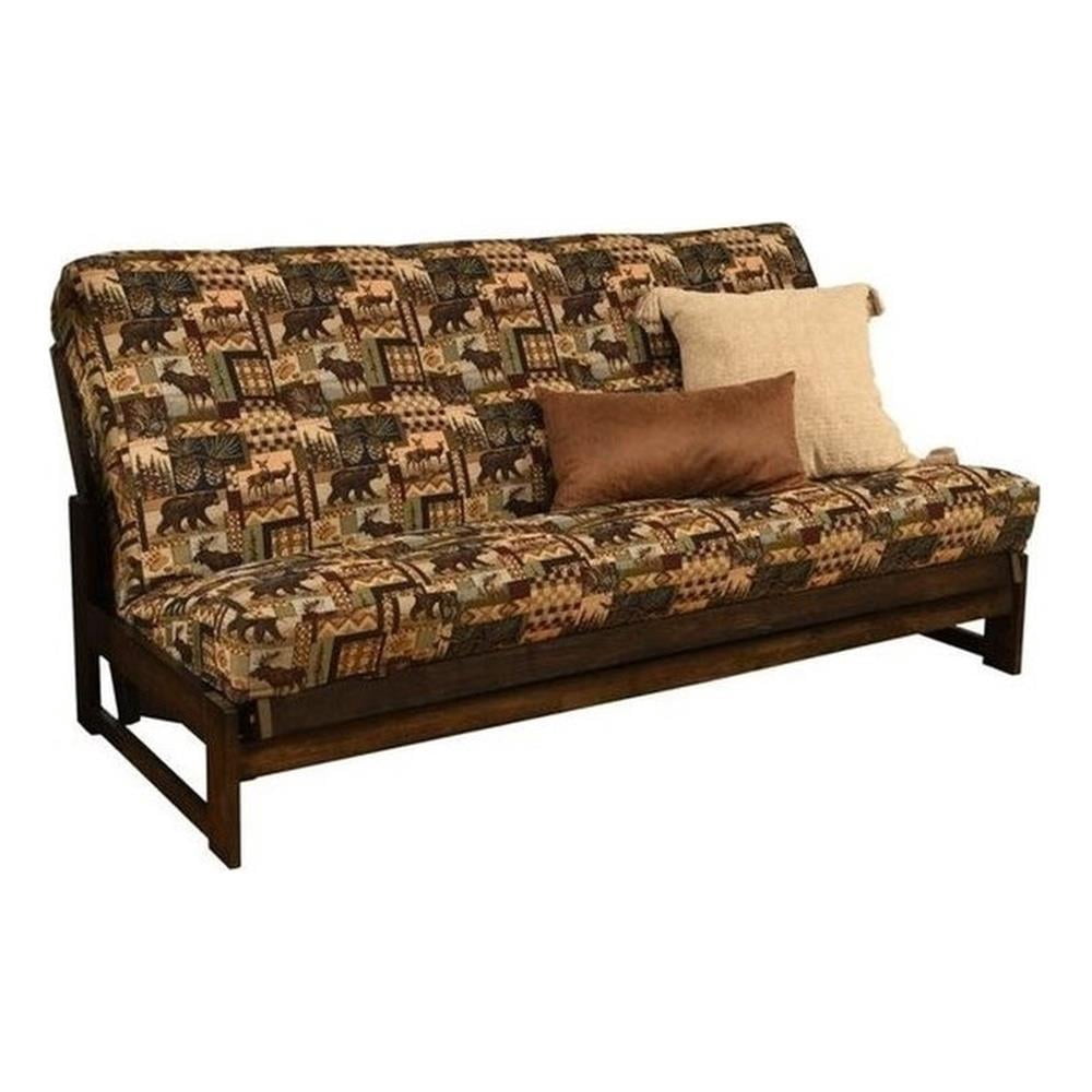 Full-size Futon Mattress in Brown Peter's Cabin Print-Frame Not Included