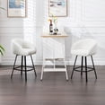 thumbnail image 2 of ONEVOG 360° Swivel Sherpa Upholstered Counter Height Bar Stools with Back Set of 2, Modern Bar Stools with Black Legs, White, 2 of 9