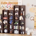 thumbnail image 6 of 6 Cube Storage Organizer,Wooden Low Bookcase with Closed Back Panel,Freestanding Storage Display Bookshelf for Living Room,Bedroom,Home Office (Brown, 6 Cube-11.8inch), 6 of 18